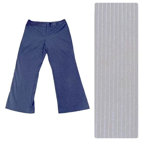 ❤️ 2/$11 Wide Leg Pinstriped Navy Trouser Pants Worthington Womens 14 - Picture 1 of 8